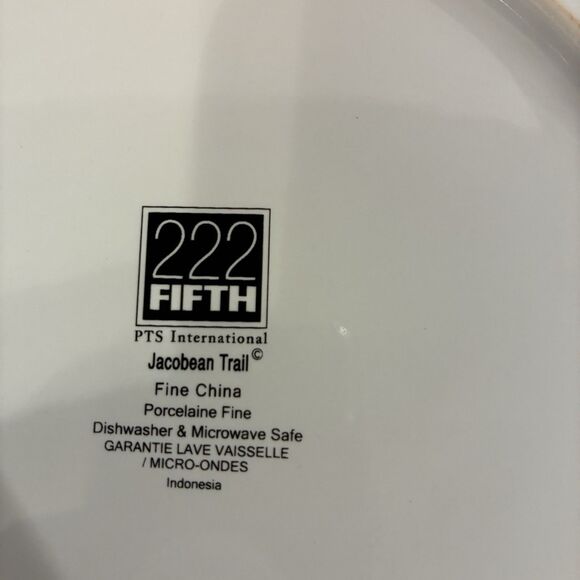 Two 222 Fifth PTS International Salad Plates Jacobean Trail Fine Porcelain China - Picture 6 of 6
